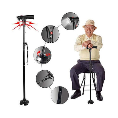 Safety walking stick with alarm - lighted walking cane