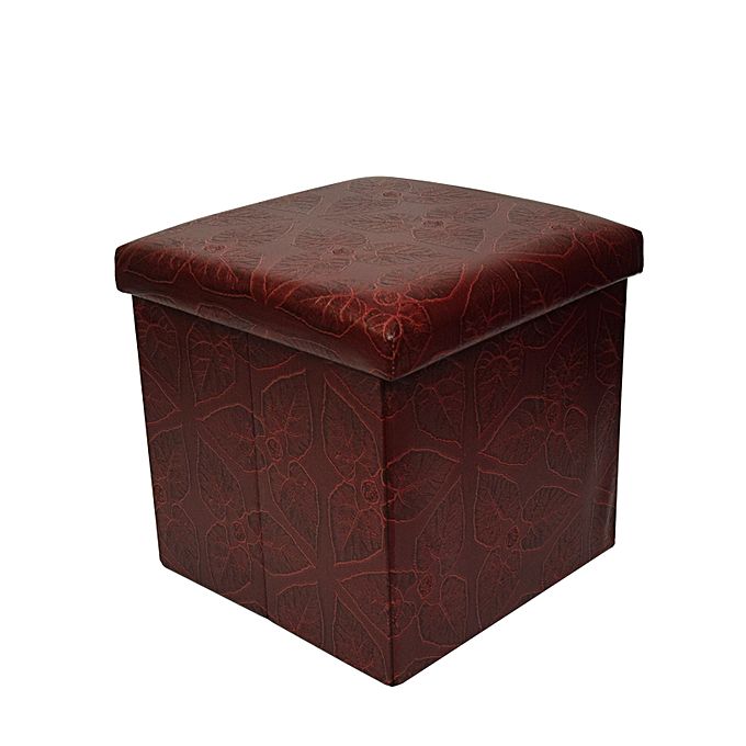 Folding storage ottoman foot rest & stool - maroon
