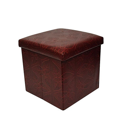 Folding storage ottoman foot rest & stool - maroon