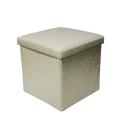 Folding storage ottoman foot rest & stool - cream