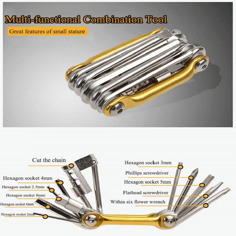 11 in 1 multi-functional bicycle repair tool kit