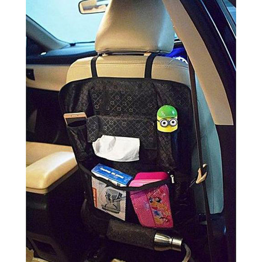 Car back seat multi pockets organizer - black