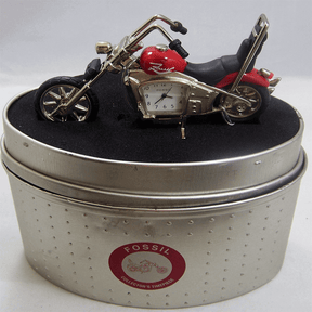 Fossil brand antique harley davidson bike clock- metal red
