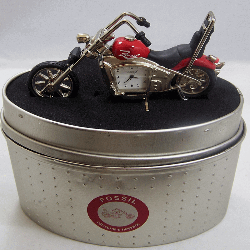 Fossil brand antique harley davidson bike clock- metal red