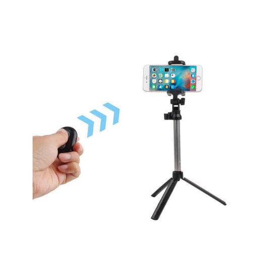 Tripod selfie stick with bluetooth remote shutter