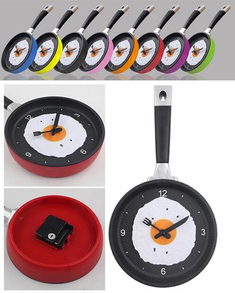 Creative omelette frying pan kitchen fried egg wall clock