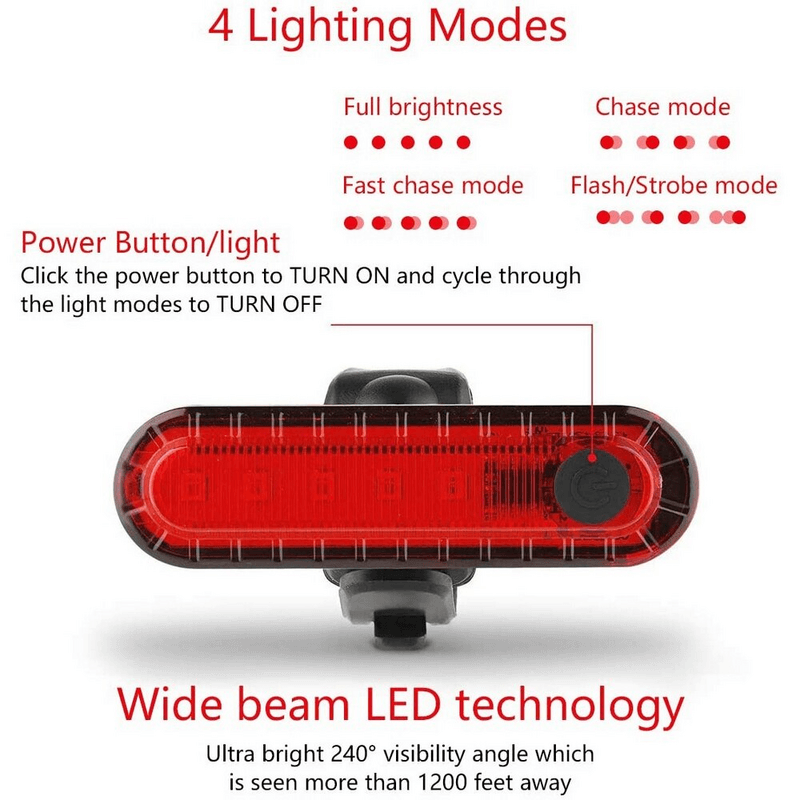 Rechargeable waterproof bicycle waring rear tail light