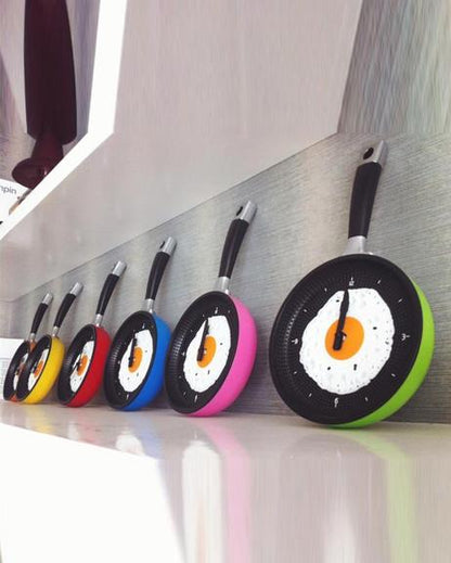 Creative omelette frying pan kitchen fried egg wall clock