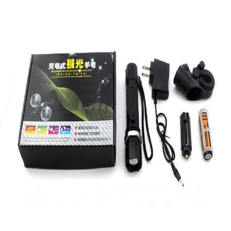 Rechargeable bicycle mechanical rotating zoom led flashlight