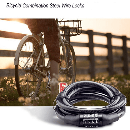 4 digit resettable combination cable lock for bicycle