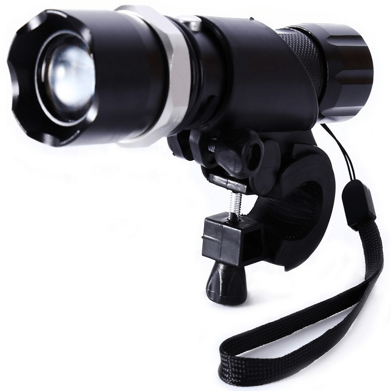 Rechargeable bicycle mechanical rotating zoom led flashlight