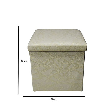 Folding storage ottoman foot rest & stool - cream