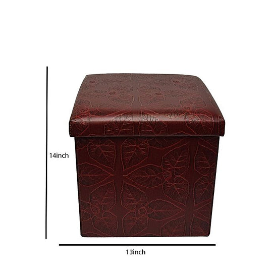 Folding storage ottoman foot rest & stool - maroon