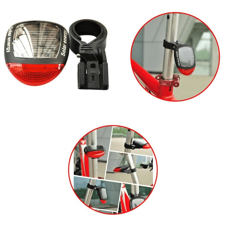 Solar powered bicycle rear led tail light