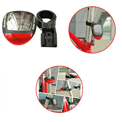 Solar powered bicycle rear led tail light