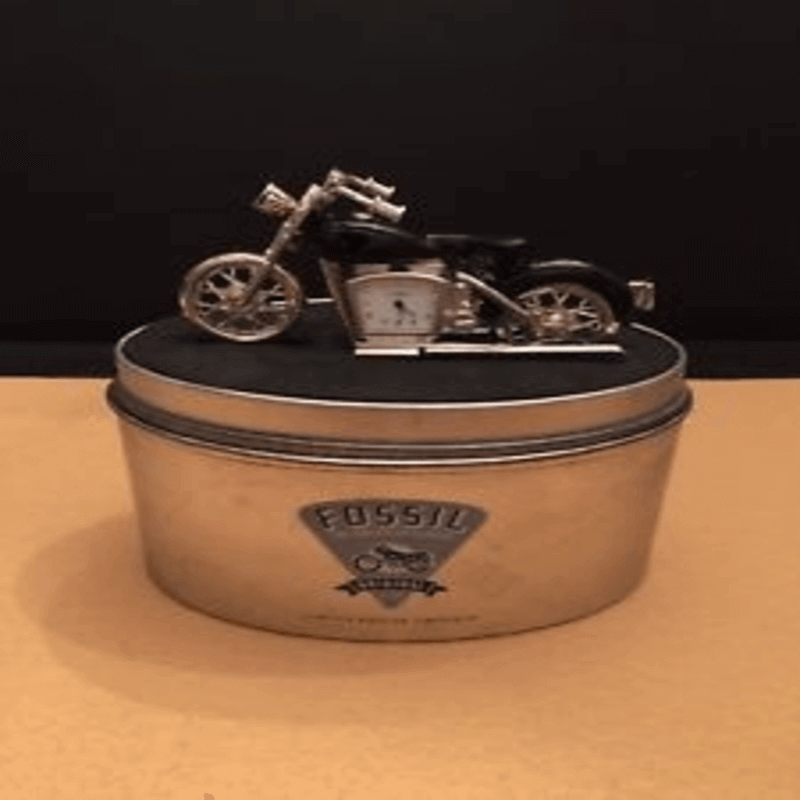 Fossil brand antique harley davidson bike clock- metal black