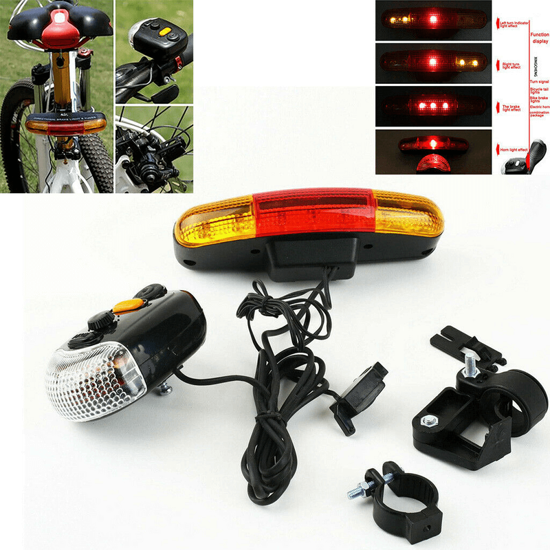 7 led bicycle turn signal directional brake light with horn