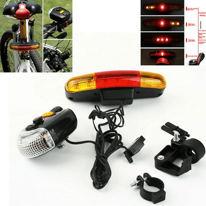 7 led bicycle turn signal directional brake light with horn