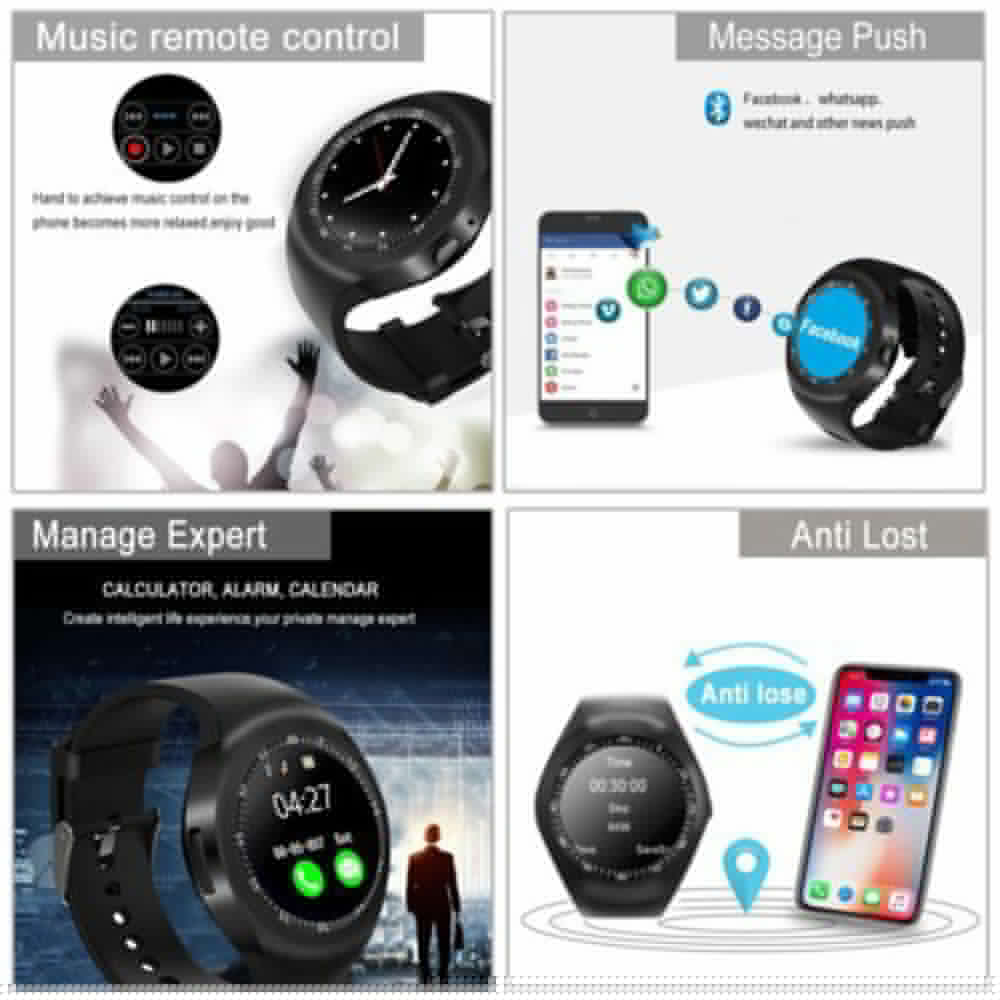 Smart watch y1 for ios and android with camera