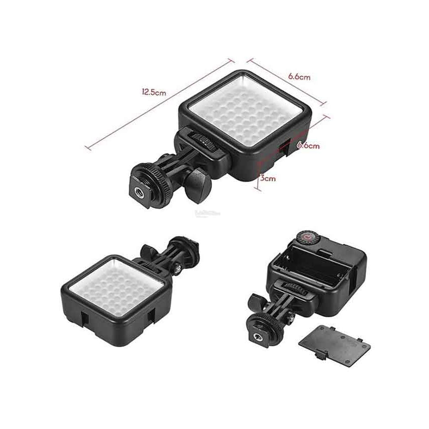 Led video light w49s mini 6000k with rotatable mount adapter