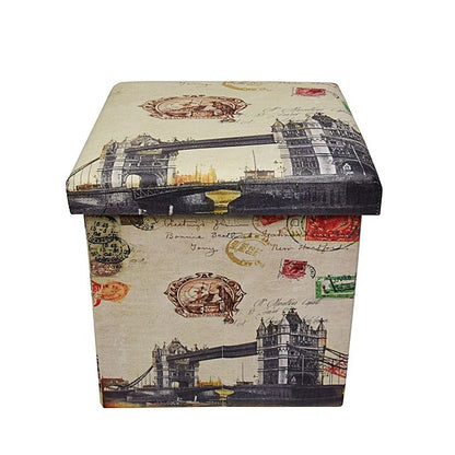 Folding storage ottoman foot rest & stool - london bridge