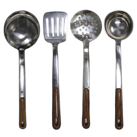 4 pcs kitchen cooking spoons silver