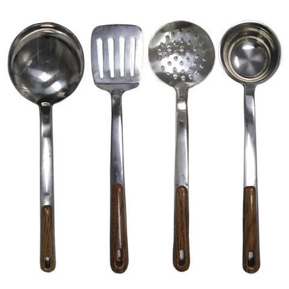 4 pcs kitchen cooking spoons silver