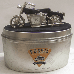 Fossil antique harley davidson bike clock- metal black