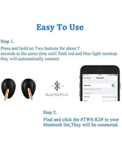 Wireless bluetooth earpieces earbuds headphones+dock charger