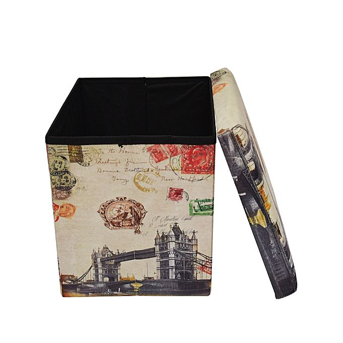 Folding storage ottoman foot rest & stool - london bridge