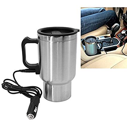 Heated stainless steel car coffee mug with charger & usb