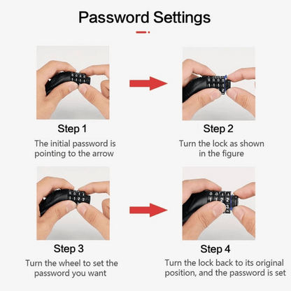 Anti-theft 4 digits security cable black color lock for bicycle