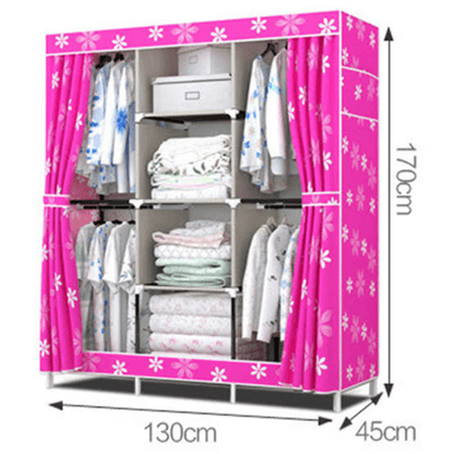 Triple portable clothes wardrobe closet cabinet