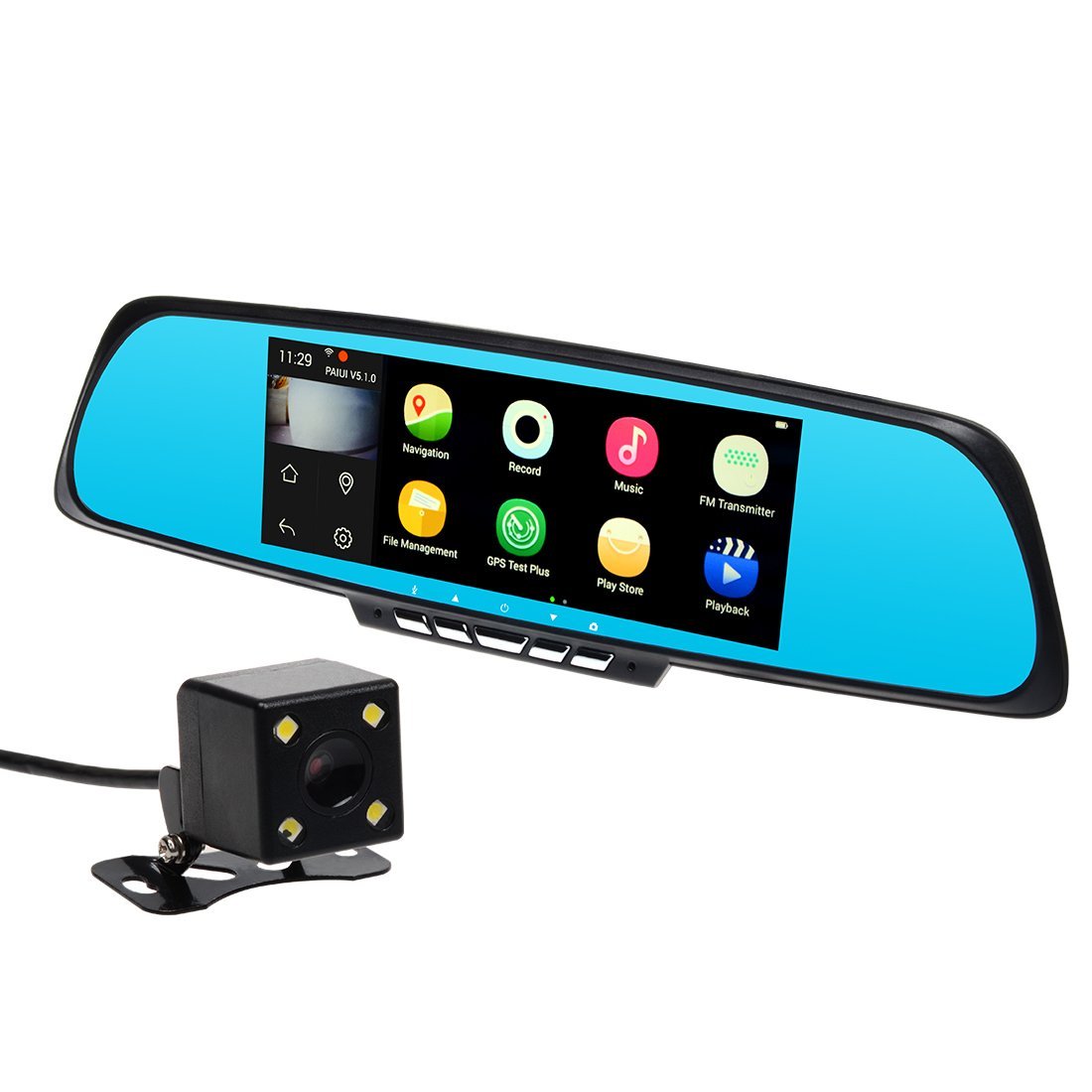 Car dvr mirror front, back hd camera with touch screen lcd