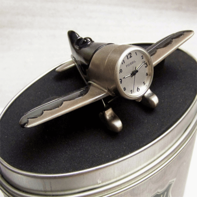 Fossil brand antique aircarft clock - metal