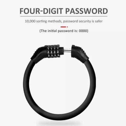 Anti-theft 4 digits security cable black color lock for bicycle