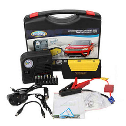 Starter battery booster 12v + emergency tool +air compressor