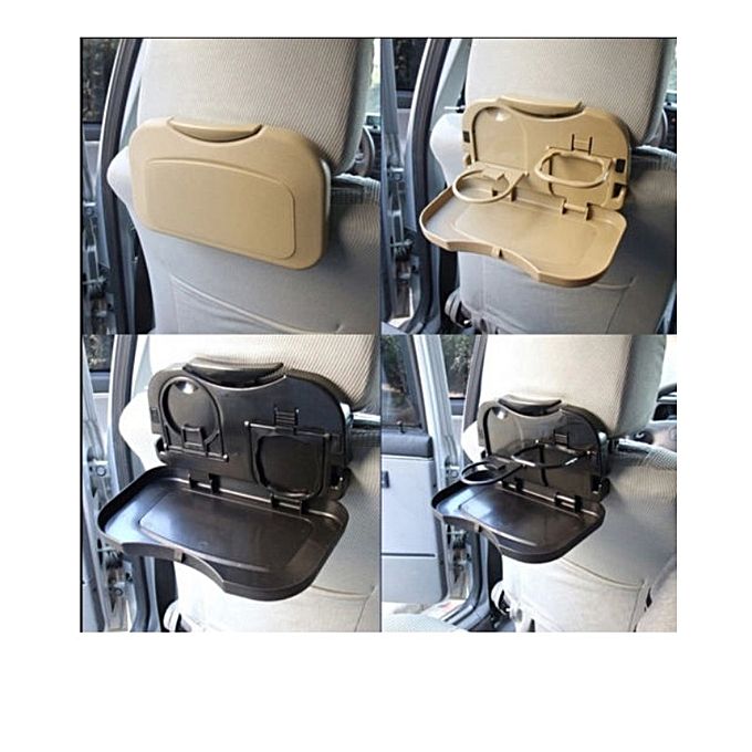 Car back seat foldable food tray table with cup holders