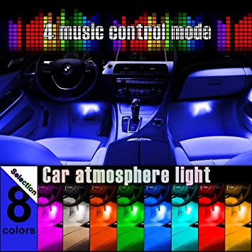 4-piece 8 color led interior lighting kit for car-ir control
