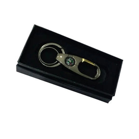 Pack of two stylish metal keychain with compass