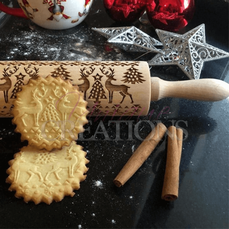 Multi-print engraved rolling pin - wood