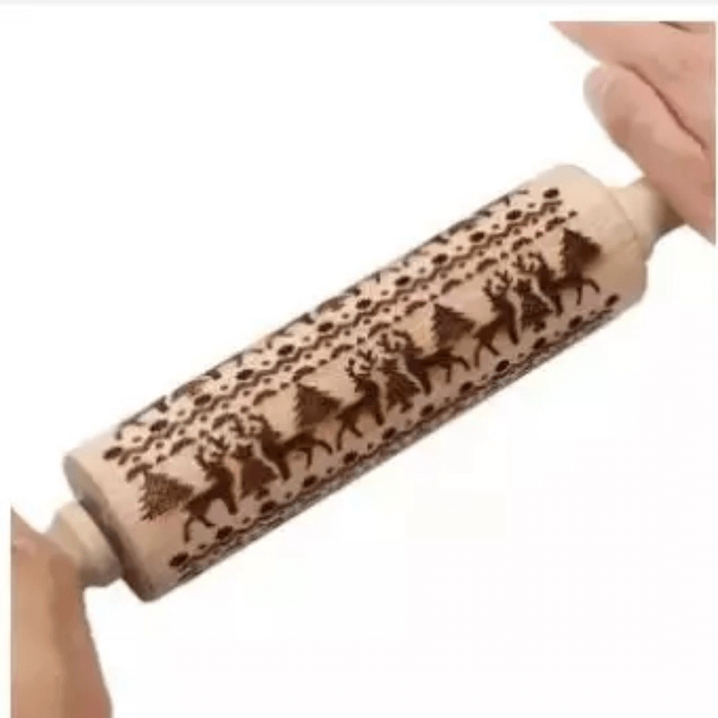 Multi-print engraved rolling pin - wood
