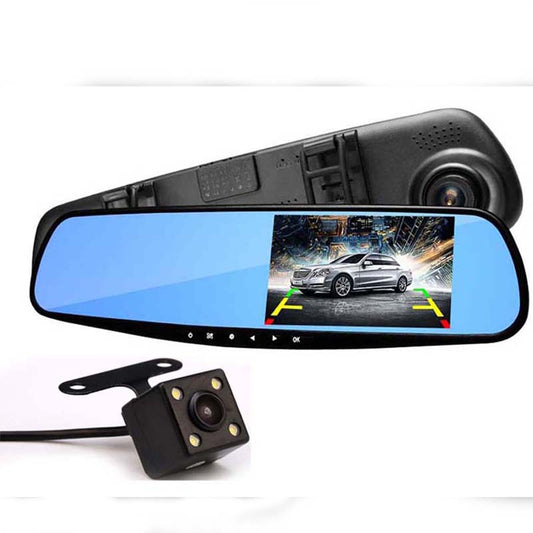 Car dvr mirror front, back hd camera with touch screen lcd