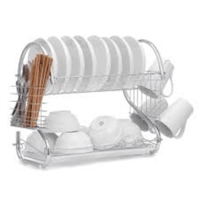 2 tier dish & utensils drainer with board