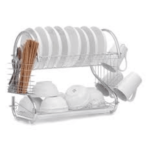 2 tier dish & utensils drainer with board