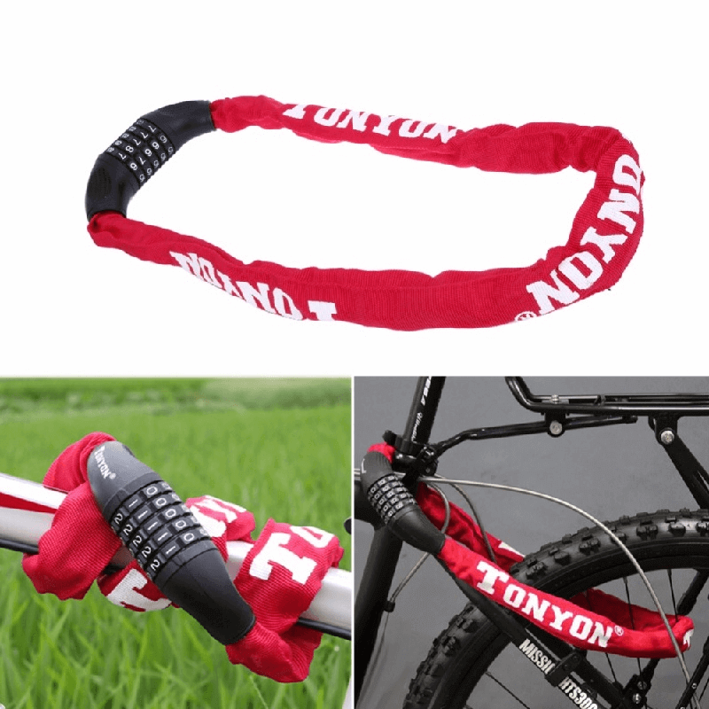 Bicycle anti-theft 5 digit combination password chain lock