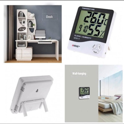 Digital thermometer hygrometer electronic lcd clock