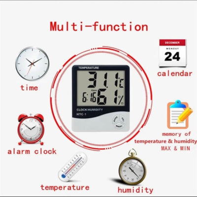 Digital thermometer hygrometer electronic lcd clock