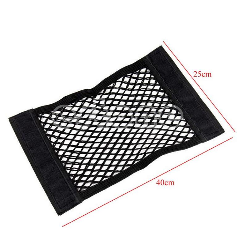 Rear trunk back seat elastic string net mesh storage bag