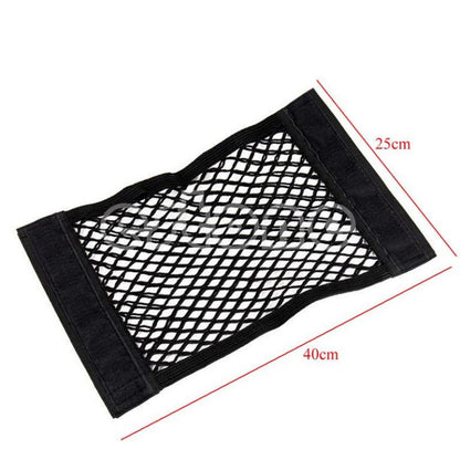 Rear trunk back seat elastic string net mesh storage bag